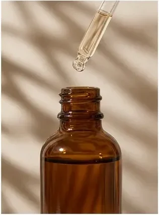Amber bottle dropper close-up