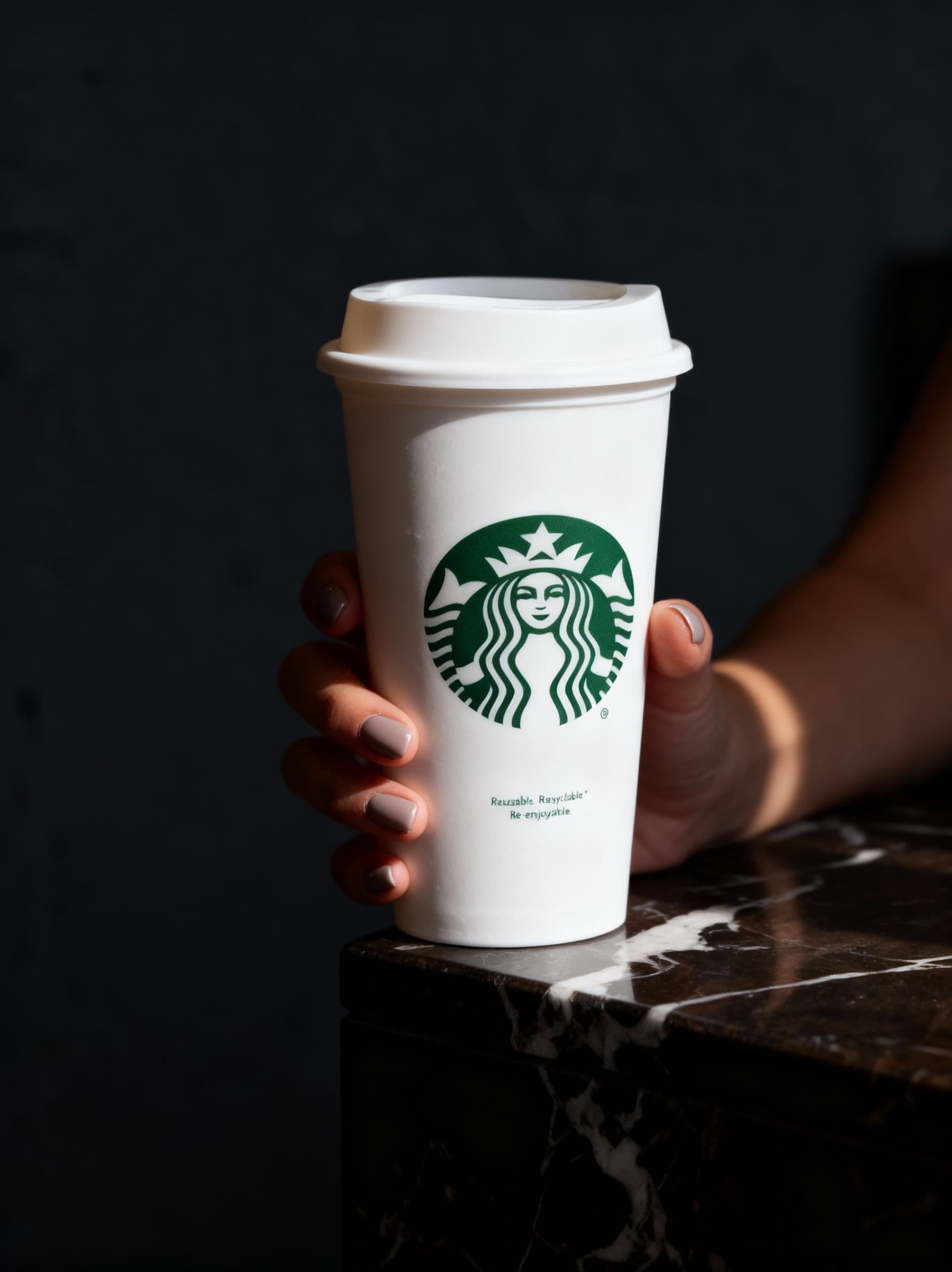 Dramatic AI-generated commercial photography with cinematic spotlight and hand model creating luxurious moody atmosphere on dark background