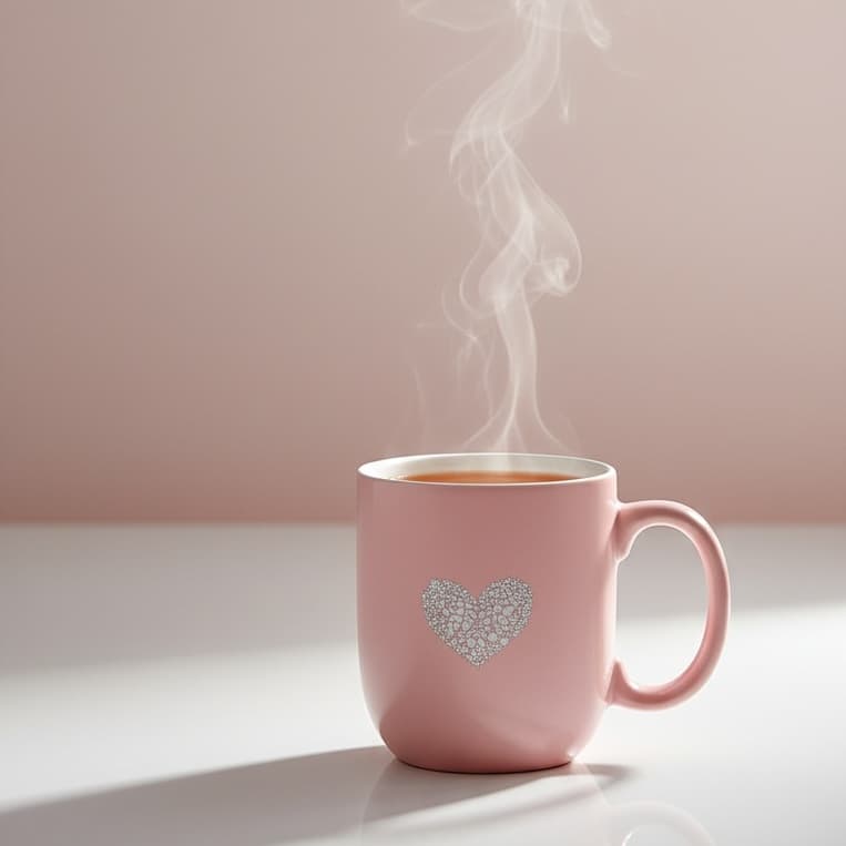 AI-generated ethereal product photography with dreamy steam effect and soft diffused lighting on neutral beige background