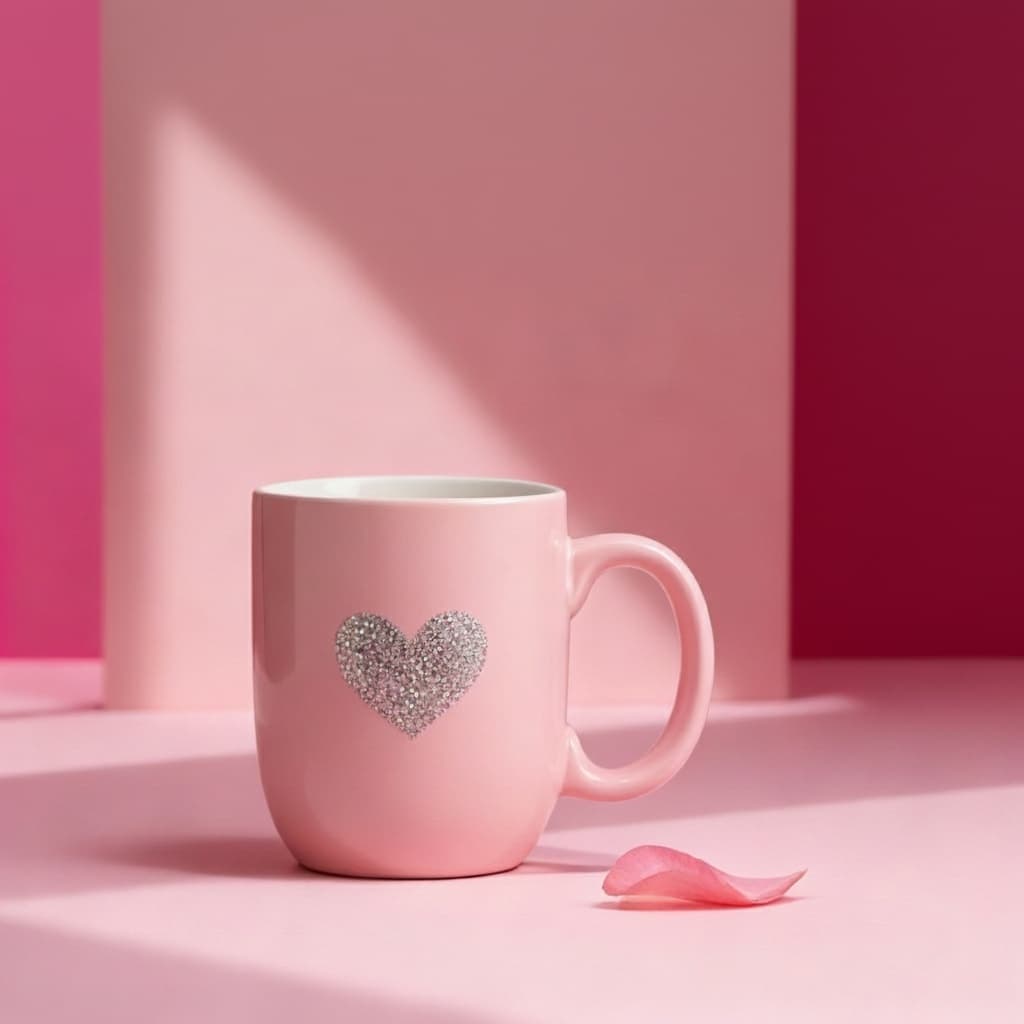 AI-created bold editorial product shot with geometric pink backdrop and dramatic angular studio lighting