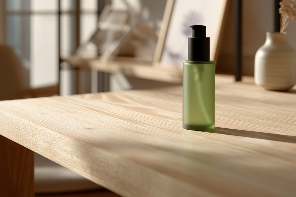 Screenshot of the Nightjar result with the product now sitting on the wooden table, completely blended into the image with realistic shadows and lighting