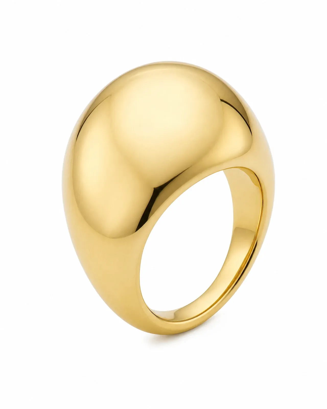 The packshot it was made from: the polished gold dome ring on white.